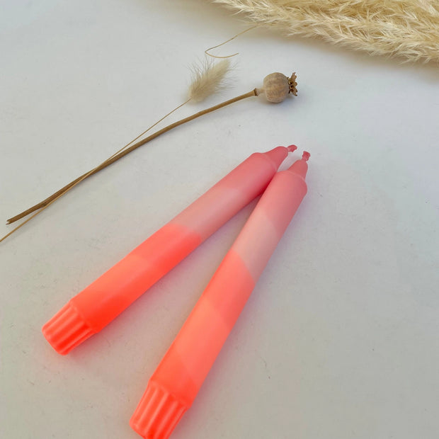 The Singing Rabbit 2 Dinner Candles - Sherbert Pink & Neon Coral