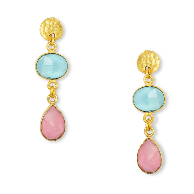 Ashiana Sia Earrings - Pink & Aqua