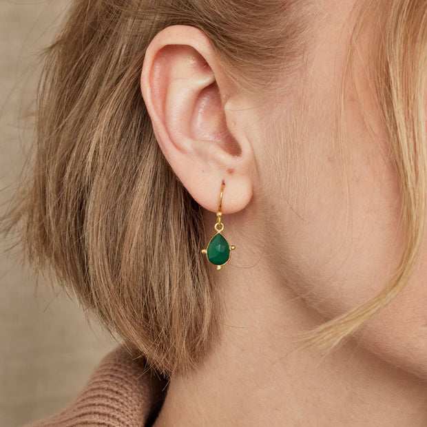Ashiana Snowdrop Green Onyx & Gold Earrings
