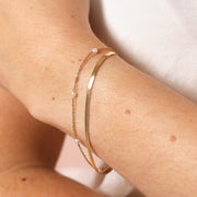 Herringbone Pearl Double Chain Bracelet in Gold