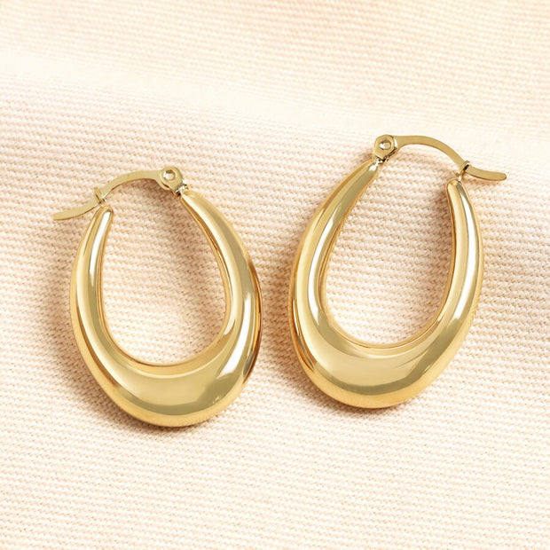 Tapered Oval Hoop Earrings - Gold