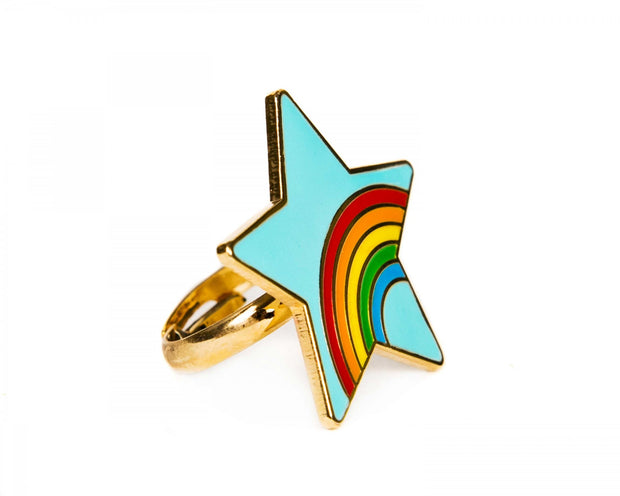 Enamel Ring - Star Rainbow