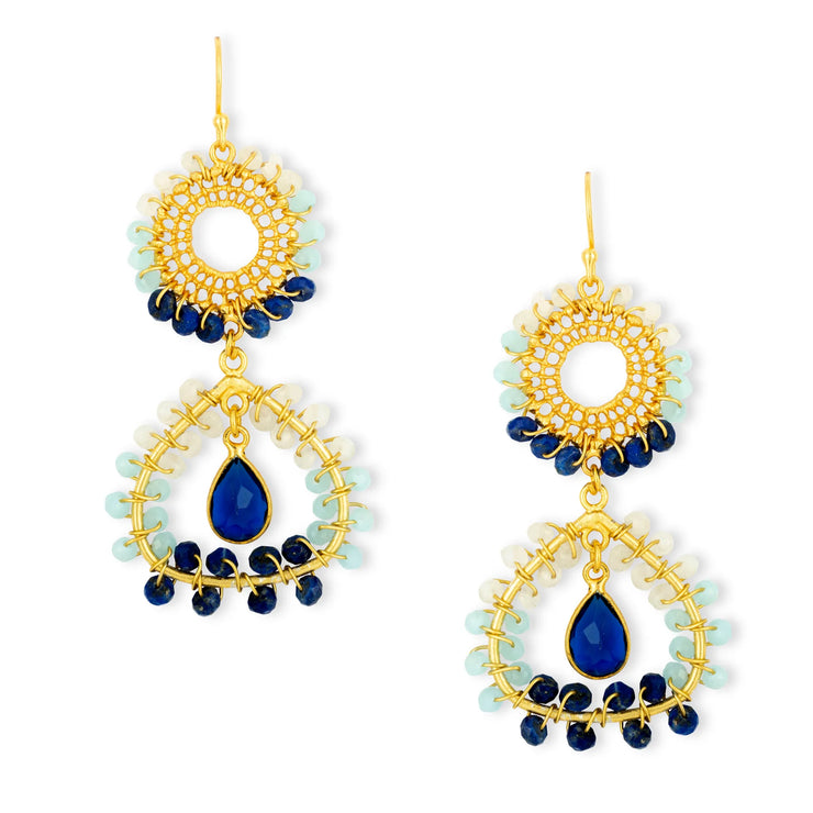 Ashiana Tate Earrings - Navy & Aqua