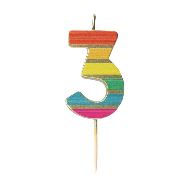 Rainbow Gold Birthday Number Candles