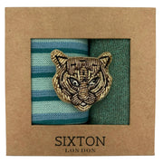 Sixton Tokyo Turquoise Sock Box with Tiger Pin