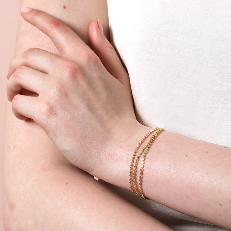 Triple Layered Dotted Chain Bracelet in Gold