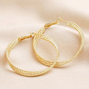 Dotted Triple Hoop Earrings in Gold