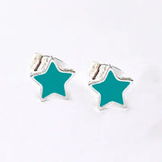 Coral & Mint Turquoise Enamel Star Studs