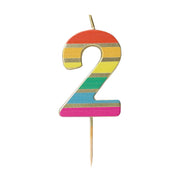 Rainbow Gold Birthday Number Candles