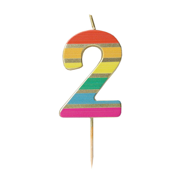 Rainbow Gold Birthday Number Candles