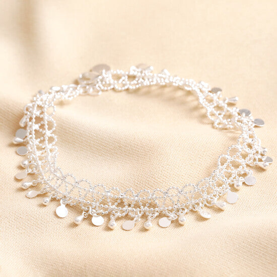 Vintage Effect Chain Anklet in Silver or Gold