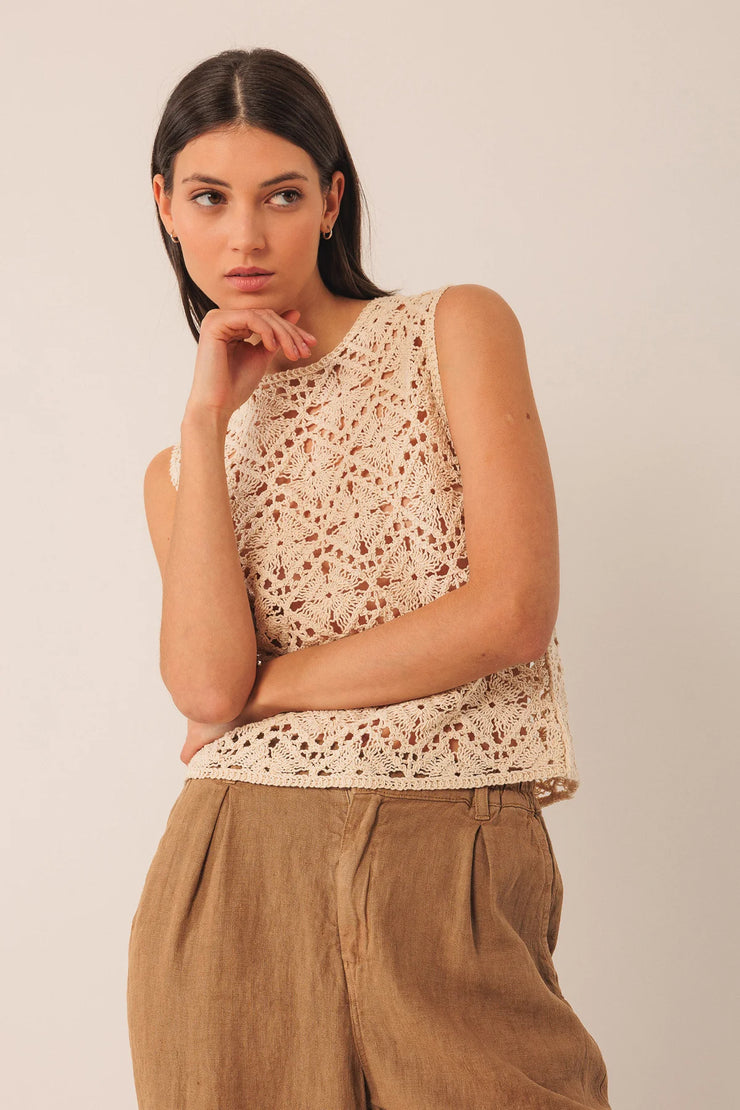 Indi & Cold Cream Crochet Tee