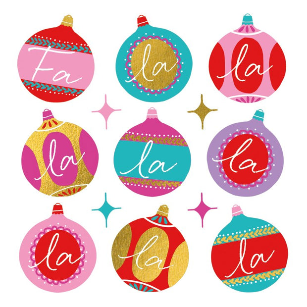 The Art File Charity Christmas Cards 6 Pack - Baubles Fa La La