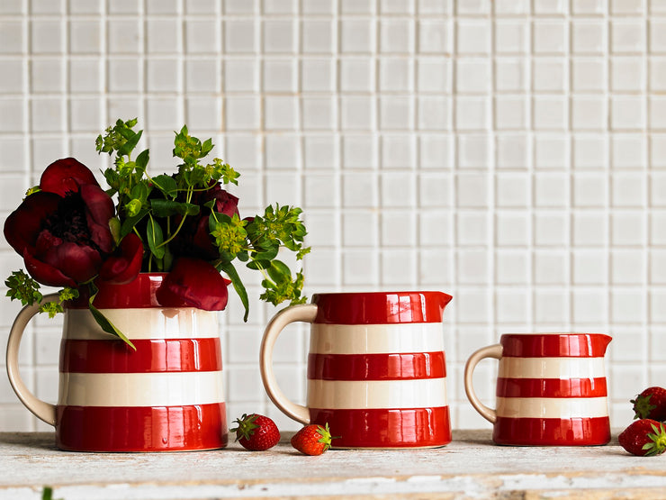 Traditional Cornishware Dreadnought Jugs - Red