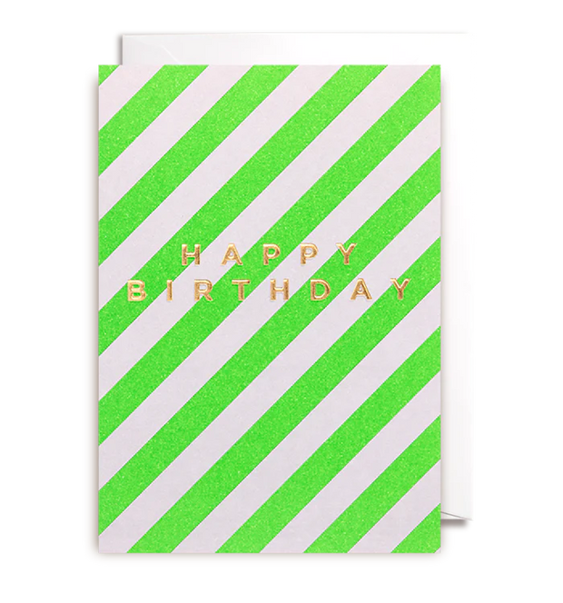 Green Stripy Birthday Card