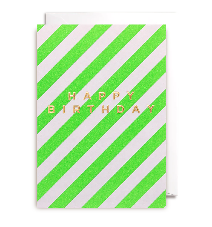 Green Stripy Birthday Card