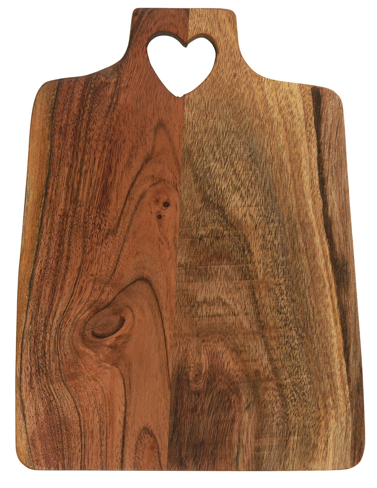 Acacia Wood Cutting or Serving Board with Heart - 2 sizes