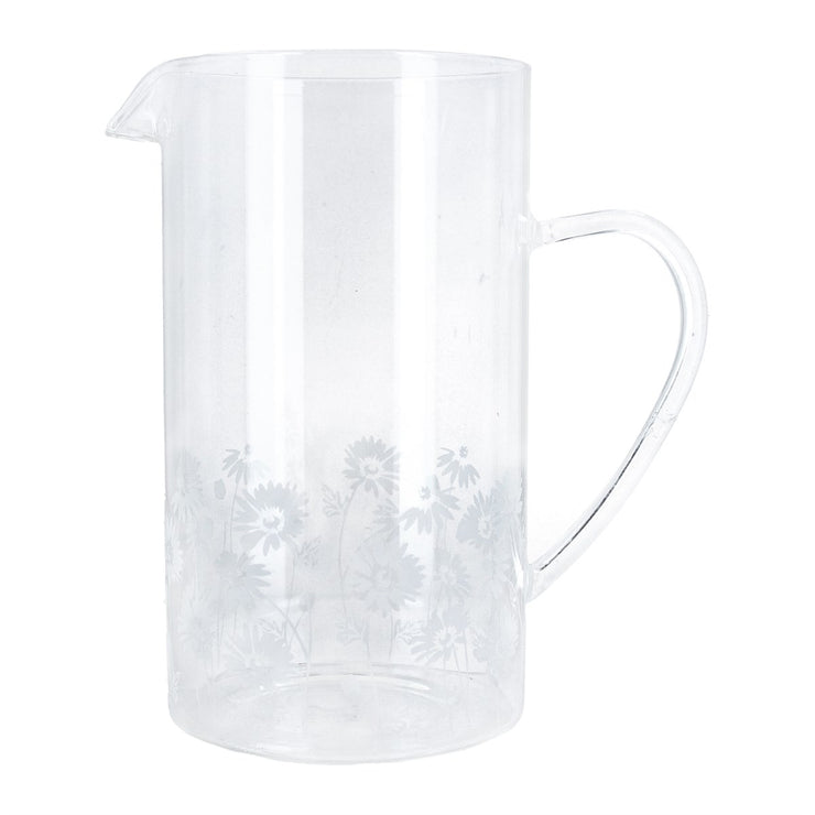 Daisy Sandblasted Clear Glass Jug