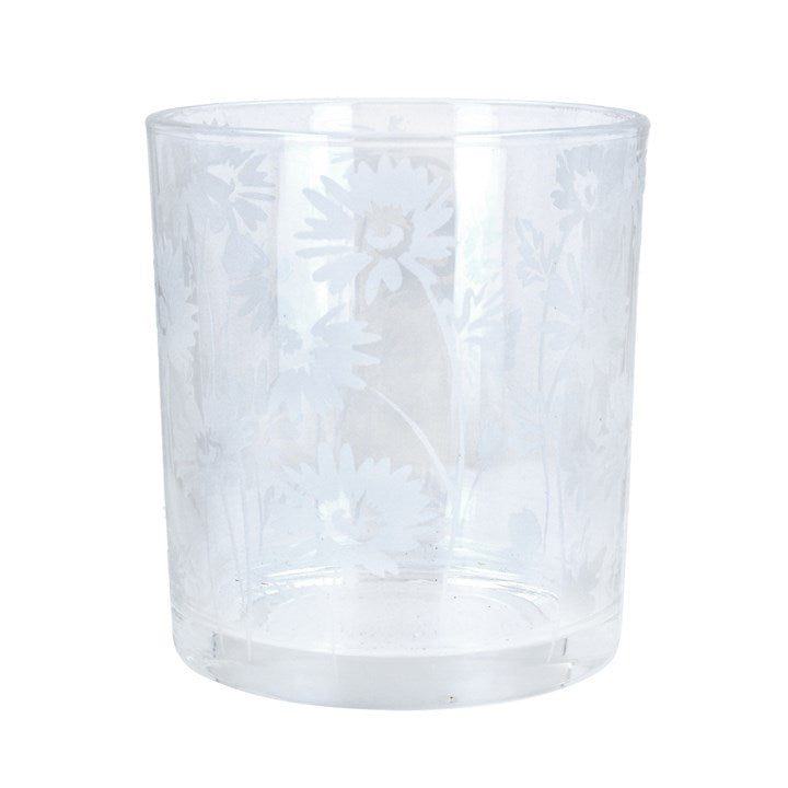 Daisy Sandblasted Clear Glass Tumblers