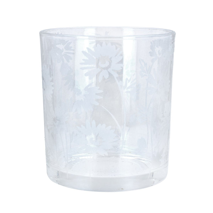 Daisy Sandblasted Clear Glass Tumblers