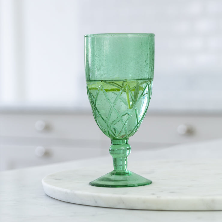 Recycled Bubble Wine Glass in Sea Green