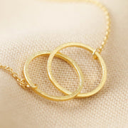 Brushed Interlocked Hoop Necklace in Silver or Gold