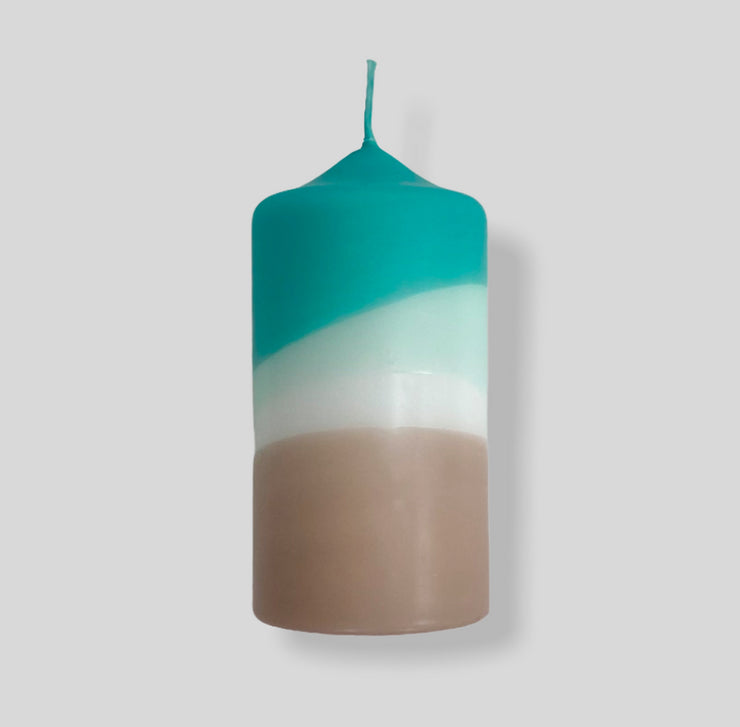 Dip Dye Pillar Candle Coconut Lake